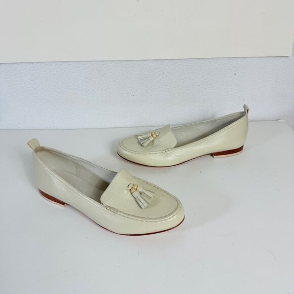 FlipFlop Cream Leather Tassel Loafers Size 8.5 Slip On Flat Stack Heel Casual - Picture 12 of 14